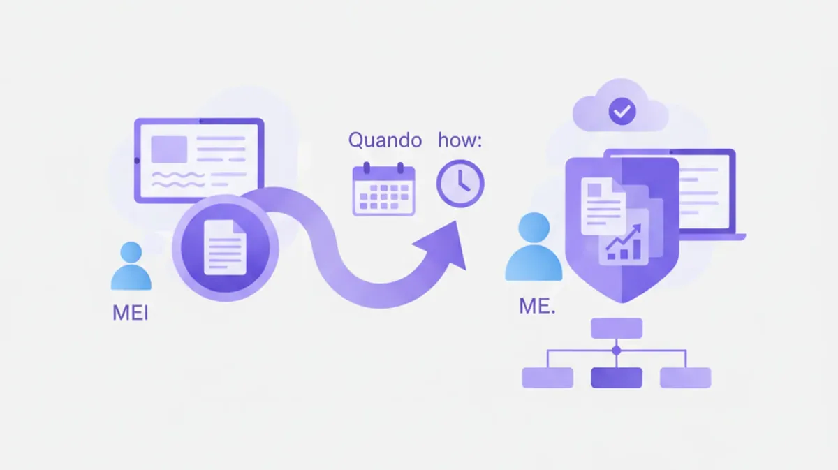 Empreendedor analisando a migração de MEI para Microempresa no computador